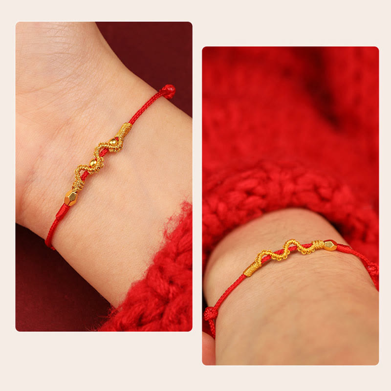 Nimara Ritual 999 Gold Year of the Snake Handmade Luck Strength Braided Bracelet Anklet