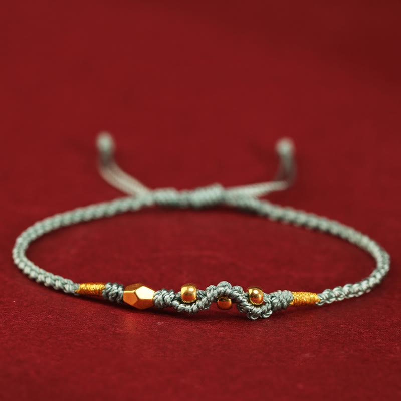 Nimara Ritual 999 Gold Year of the Snake Mini Gold Bead Handmade Luck Protection Braided Bracelet
