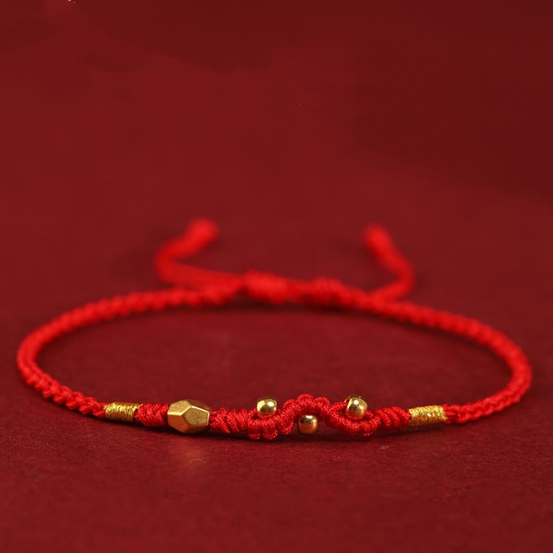 Nimara Ritual 999 Gold Year of the Snake Mini Gold Bead Handmade Luck Protection Braided Bracelet
