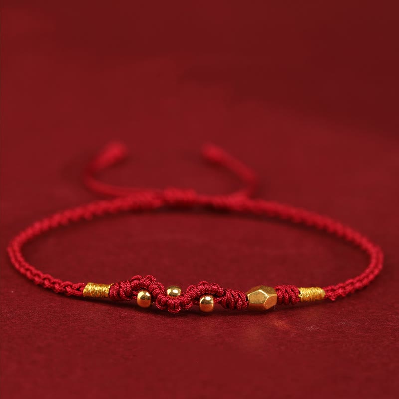 Nimara Ritual 999 Gold Year of the Snake Mini Gold Bead Handmade Luck Protection Braided Bracelet