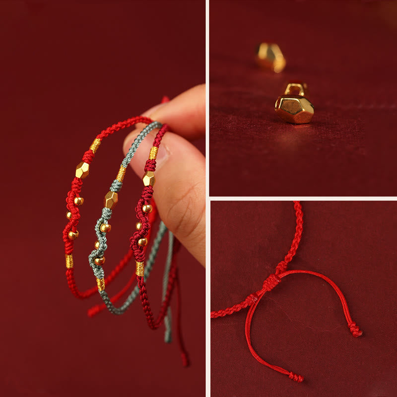Nimara Ritual 999 Gold Year of the Snake Mini Gold Bead Handmade Luck Protection Braided Bracelet