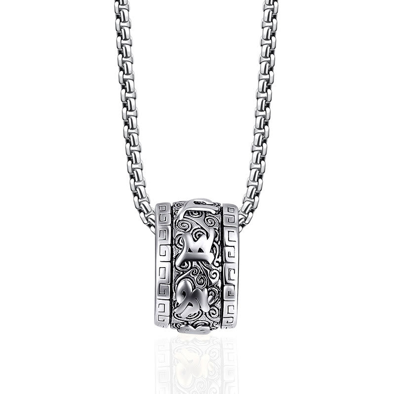 Nimara Ritual Tibetan Om Mani Padme Hum Titanium Steel Peace Necklace Pendant