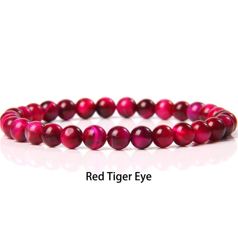 Nimara Ritual 6mm Various Stone Crystal Black Glitter Stone Red Tiger Eye Beads Protection Bracelet