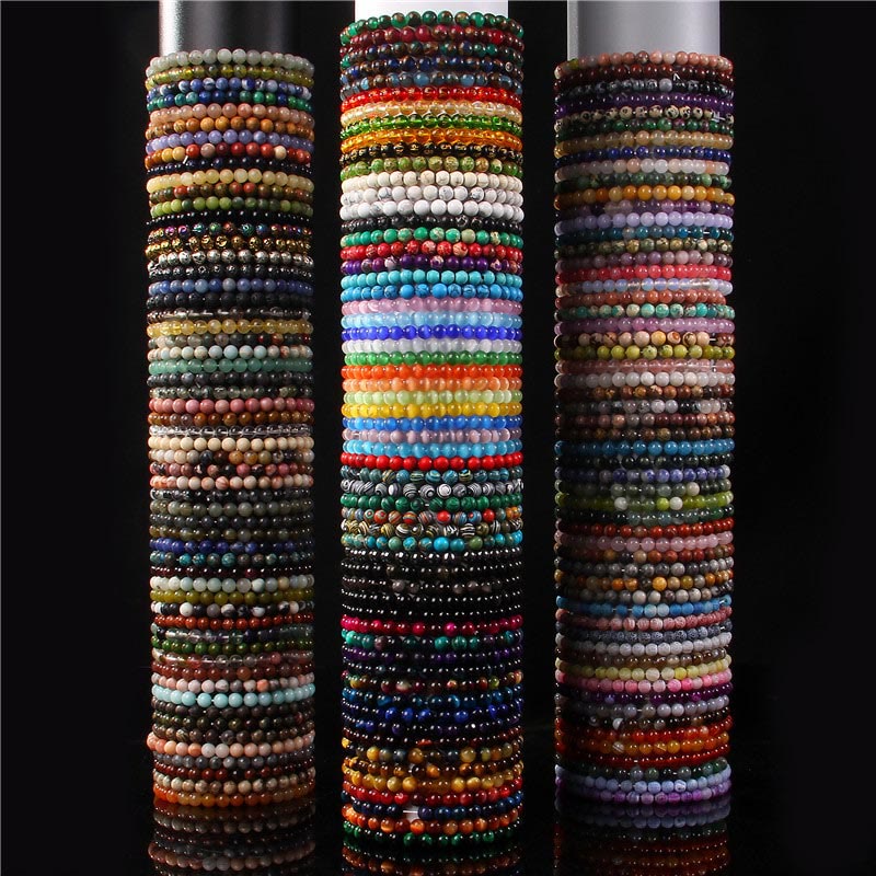 Nimara Ritual 6mm Various Stone Crystal Black Glitter Stone Red Tiger Eye Beads Protection Bracelet