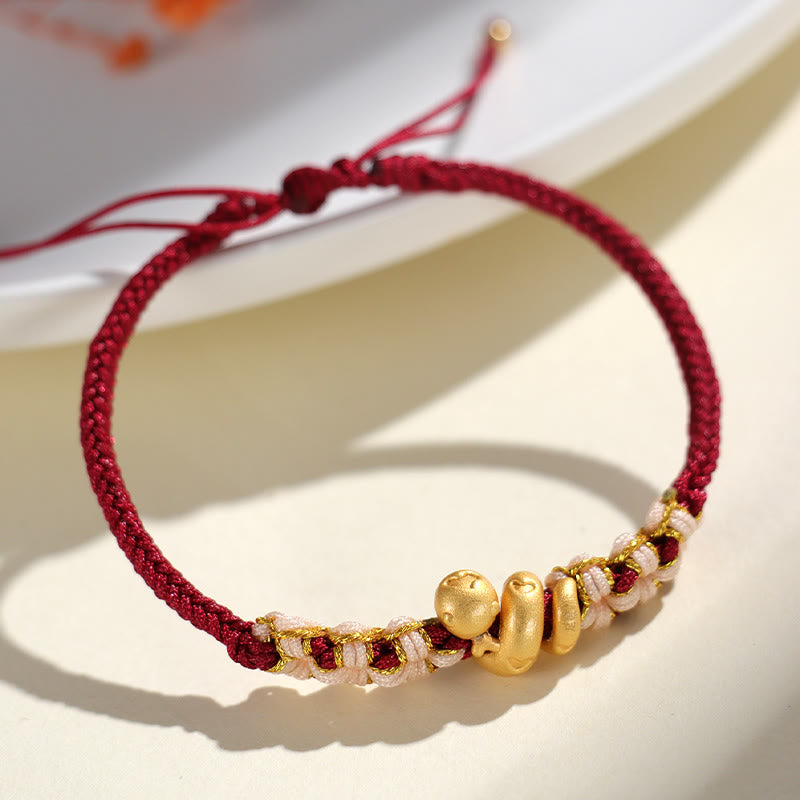 Nimara Ritual Handmade 999 Sterling Silver Year Of The Snake Red String Heart Peach Blossom Luck Bracelet