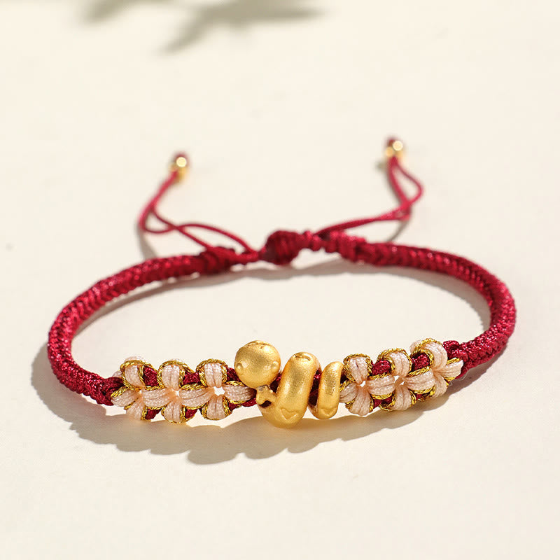 Nimara Ritual Handmade 999 Sterling Silver Year Of The Snake Red String Heart Peach Blossom Luck Bracelet