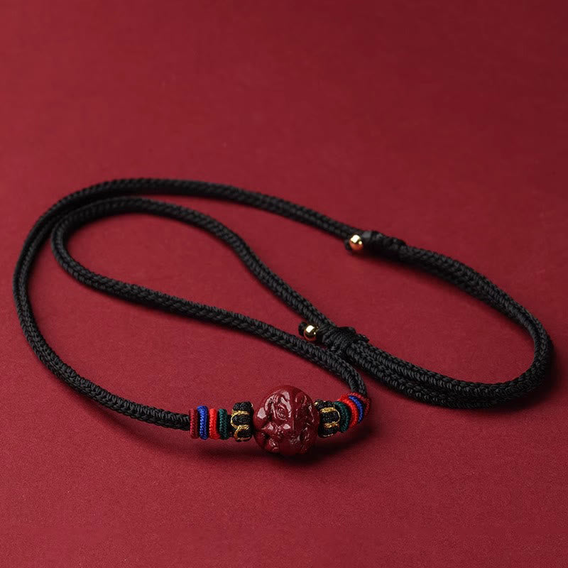 Nimara Ritual Cinnabar Chinese Zodiac Black String Blessing Necklace Pendants