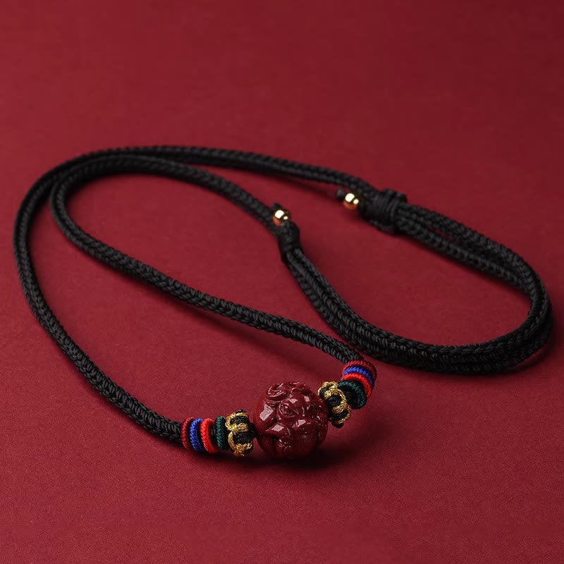 Nimara Ritual Cinnabar Chinese Zodiac Black String Blessing Necklace Pendants