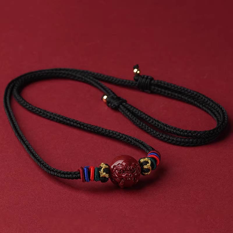 Nimara Ritual Cinnabar Chinese Zodiac Black String Blessing Necklace Pendants