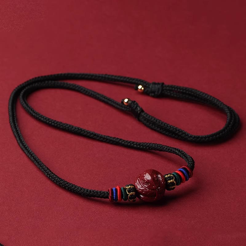 Nimara Ritual Cinnabar Chinese Zodiac Black String Blessing Necklace Pendants
