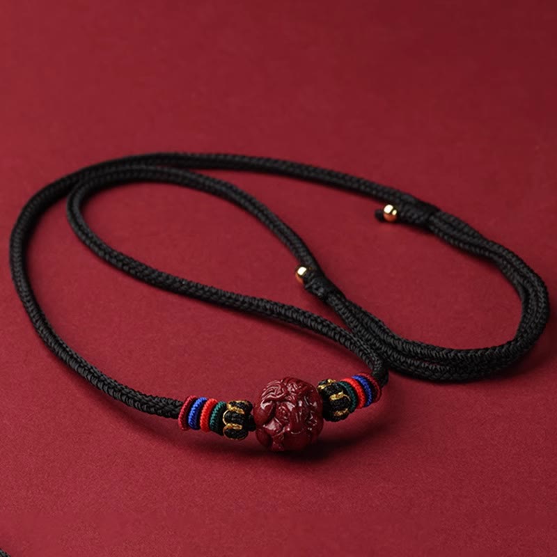 Nimara Ritual Cinnabar Chinese Zodiac Black String Blessing Necklace Pendants