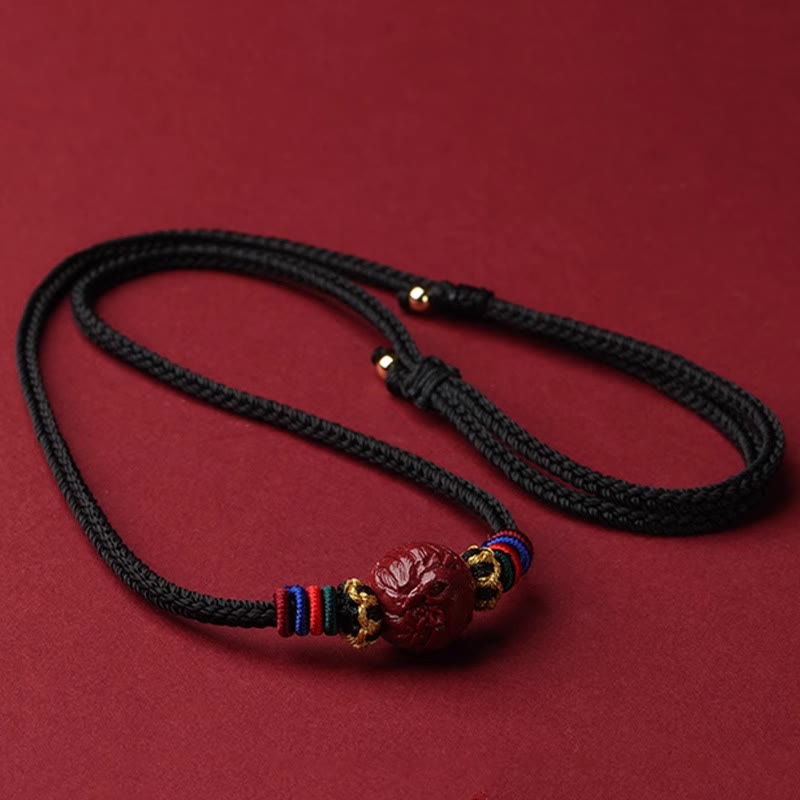 Nimara Ritual Cinnabar Chinese Zodiac Black String Blessing Necklace Pendants
