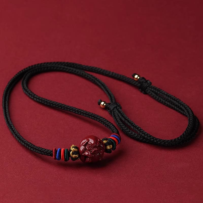 Nimara Ritual Cinnabar Chinese Zodiac Black String Blessing Necklace Pendants