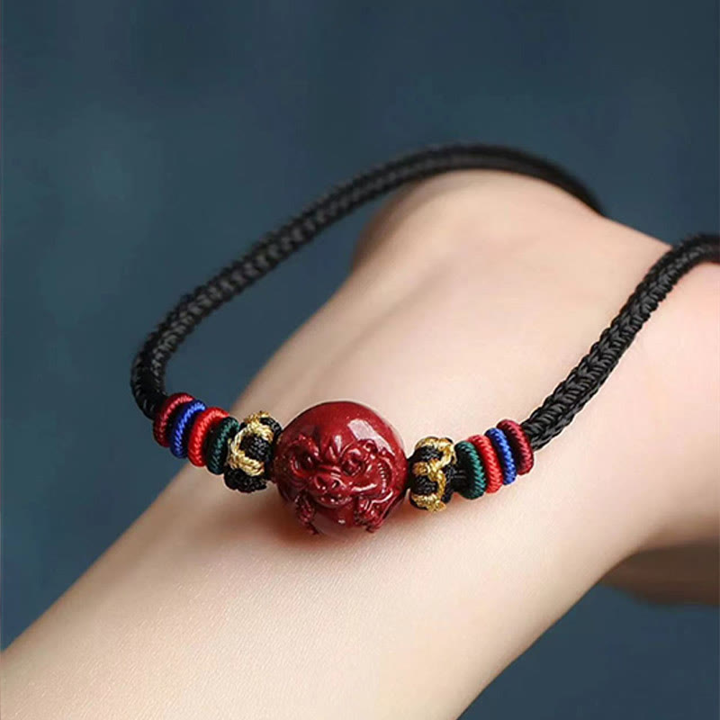 Nimara Ritual Cinnabar Chinese Zodiac Black String Blessing Necklace Pendants