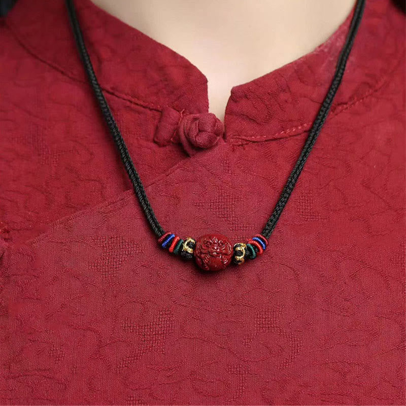 Nimara Ritual Cinnabar Chinese Zodiac Black String Blessing Necklace Pendants