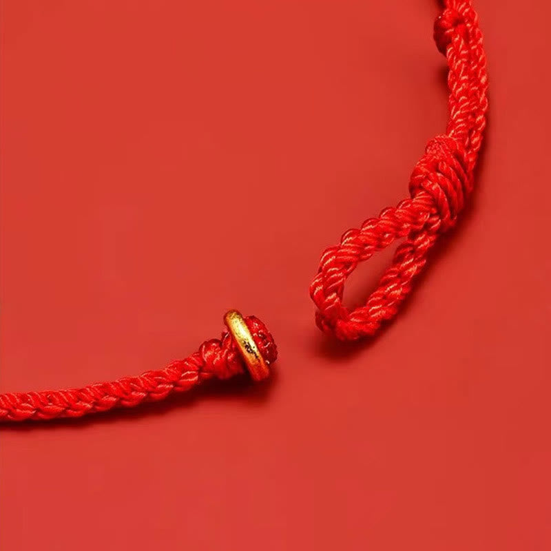 Nimara Ritual Handmade Braided Red String 925 Sterling Silver Fu Character Luck Bracelet