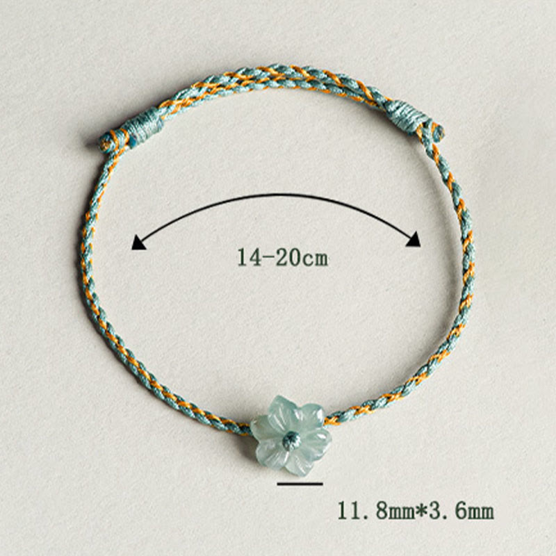 Nimara Ritual Handmade Green String Jade Orchid Braided Prosperity Bracelet