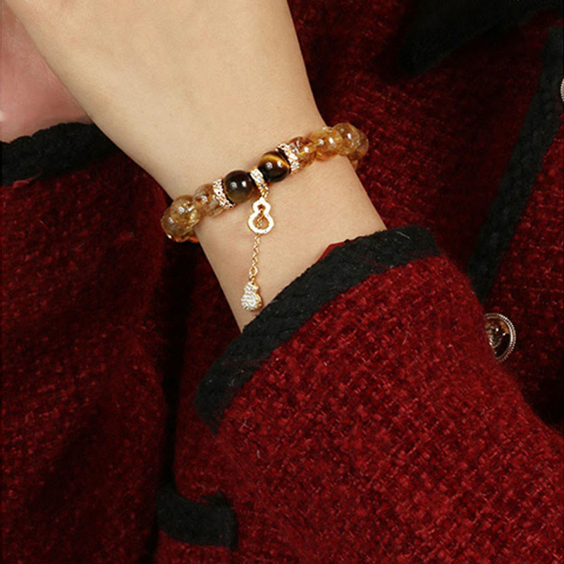 Nimara Ritual Natural Tiger Eye Citrine Beads Fortune Gourd Strength Bracelet