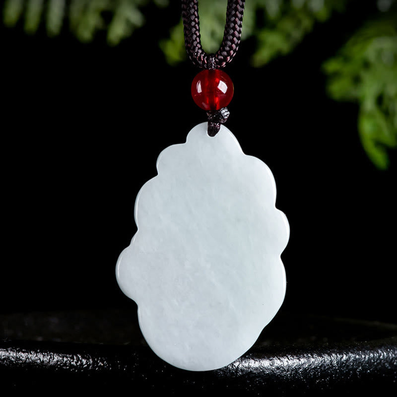 Nimara Ritual Natural Jade Nine Tailed Fox Luck Necklace Pendant