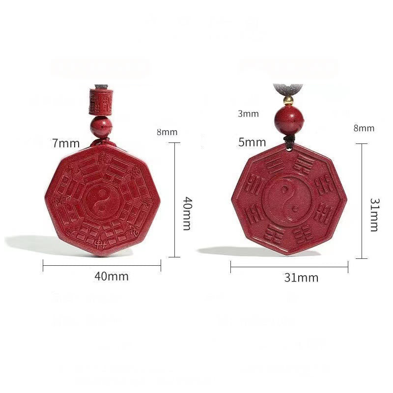 Nimara Ritual Natural Cinnabar Bagua Taishang Laojun Fu Character Calm Necklace Pendant