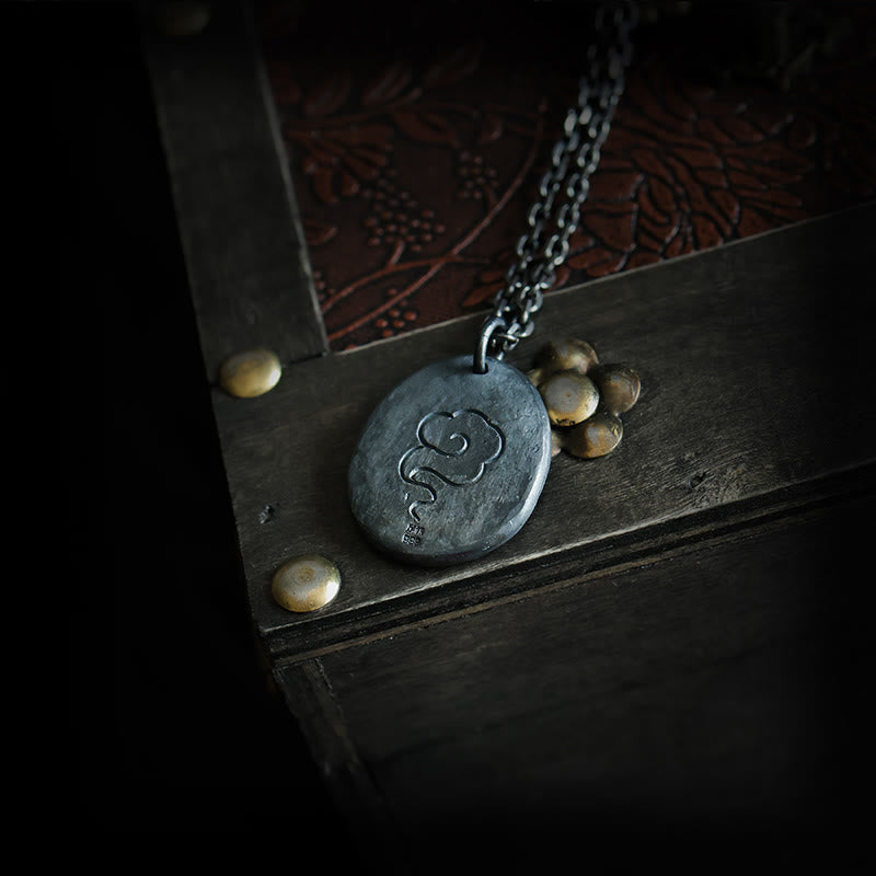 Nimara Ritual 999 Sterling Silver 24k Gold Crane Auspicious Clouds Balance Necklace Pendant