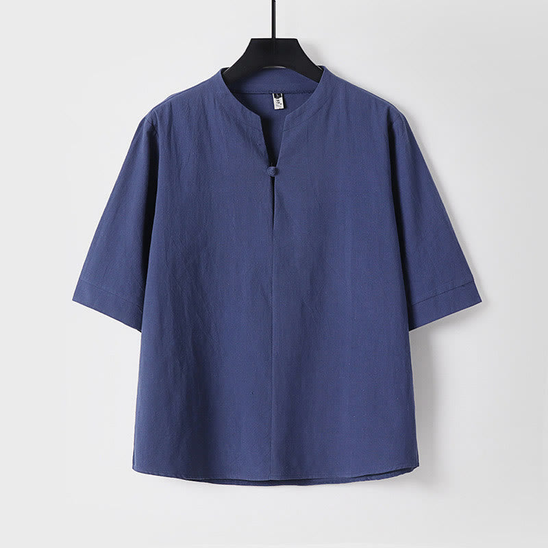 Nimara Ritual Plain Color Three Quarter Sleeve One Button Men's Shirt