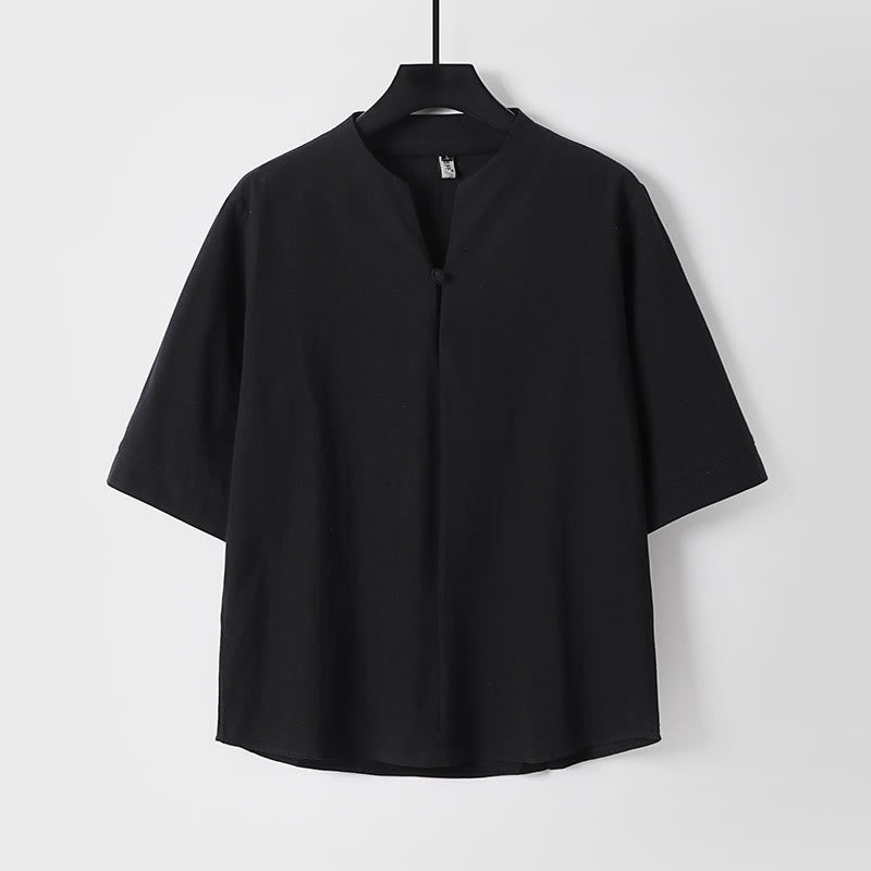 Nimara Ritual Plain Color Three Quarter Sleeve One Button Men's Shirt