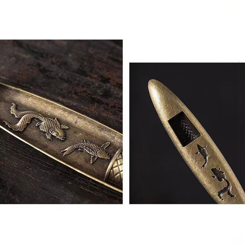 Nimara Ritual Fisherman Boat Koi Fish Zinc Alloy Incense Stick Holder Healing Incense Burner Decoration