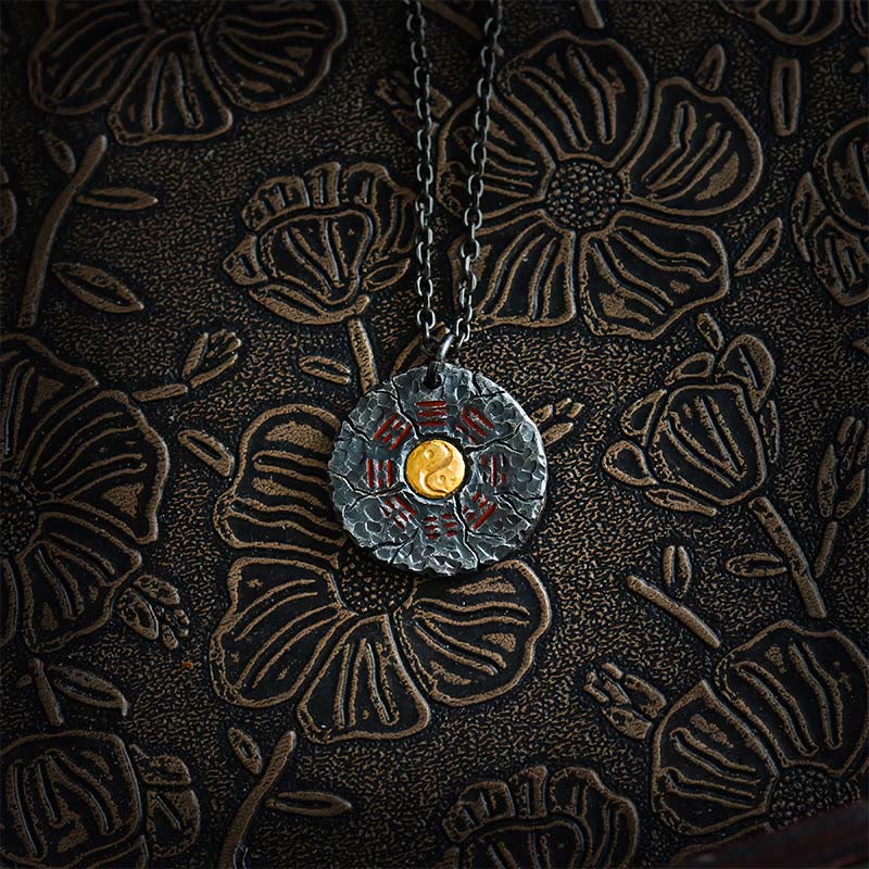 Nimara Ritual 999 Sterling Silver 24k Gold Bagua Tai Chi Yin Yang Design Mountain Ghosts Spend Money Harmony Necklace Pendant