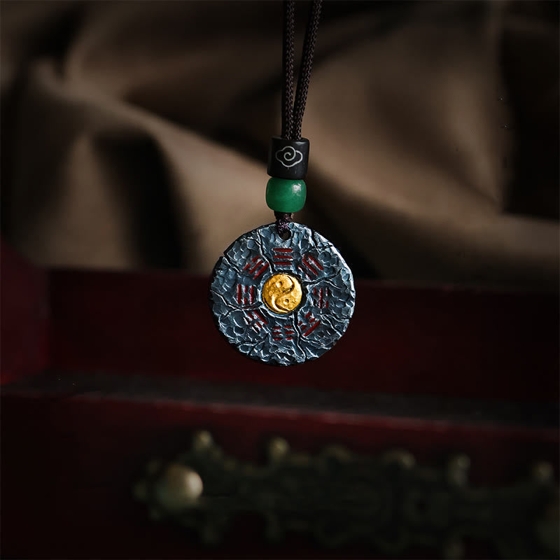 Nimara Ritual 999 Sterling Silver 24k Gold Bagua Tai Chi Yin Yang Design Mountain Ghosts Spend Money Harmony Necklace Pendant