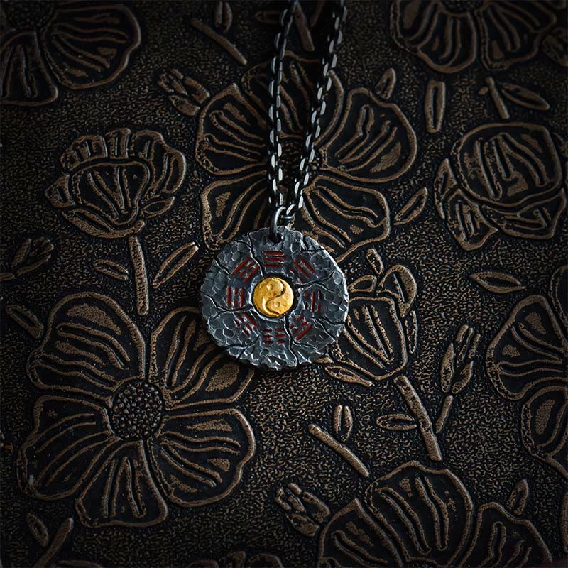 Nimara Ritual 999 Sterling Silver 24k Gold Bagua Tai Chi Yin Yang Design Mountain Ghosts Spend Money Harmony Necklace Pendant