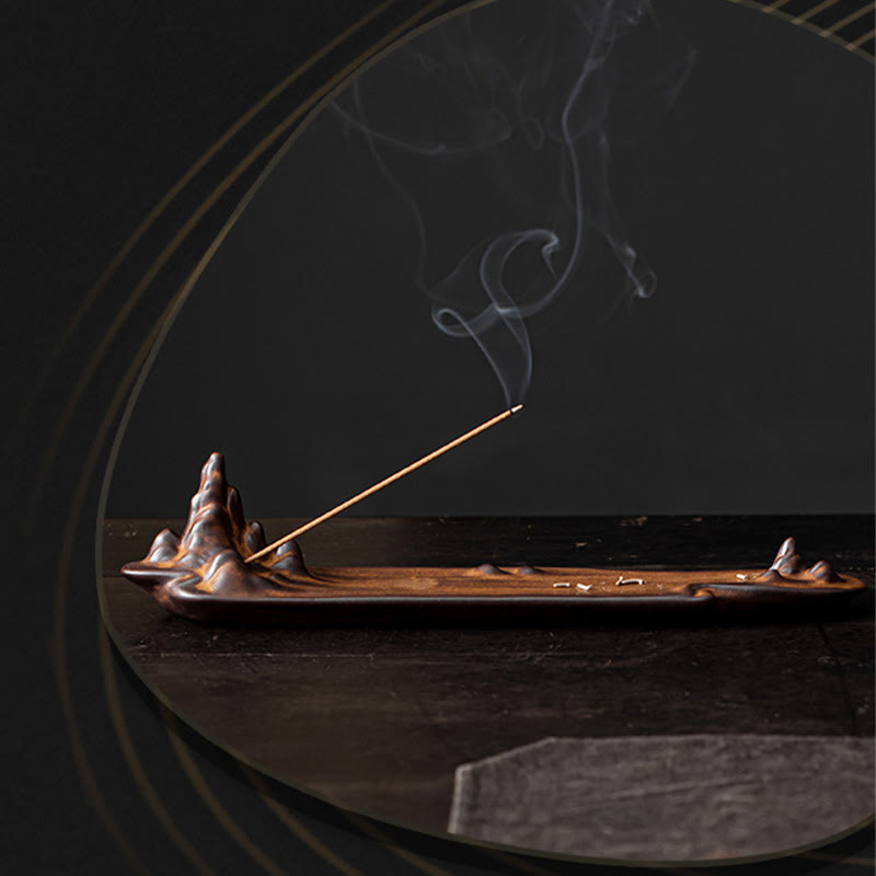 Nimara Ritual Mountains Boat Design Spiritual Healing Ceramic Stick Incense Burner Decoration