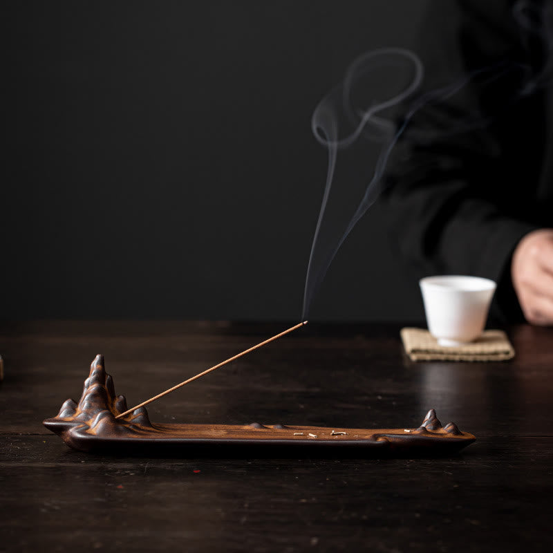 Nimara Ritual Mountains Boat Design Spiritual Healing Ceramic Stick Incense Burner Decoration