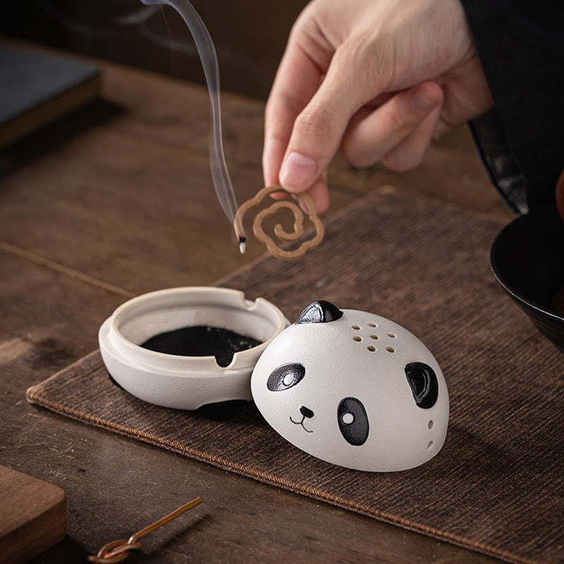 Nimara Ritual Cute Panda Healing Ceramic Incense Burner Desk Decoration