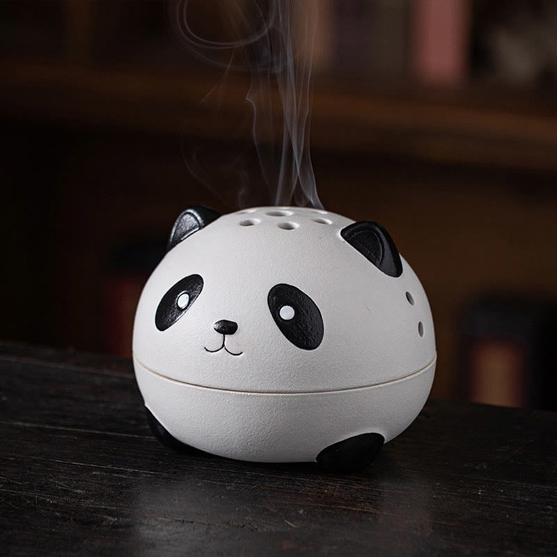 Nimara Ritual Cute Panda Healing Ceramic Incense Burner Desk Decoration