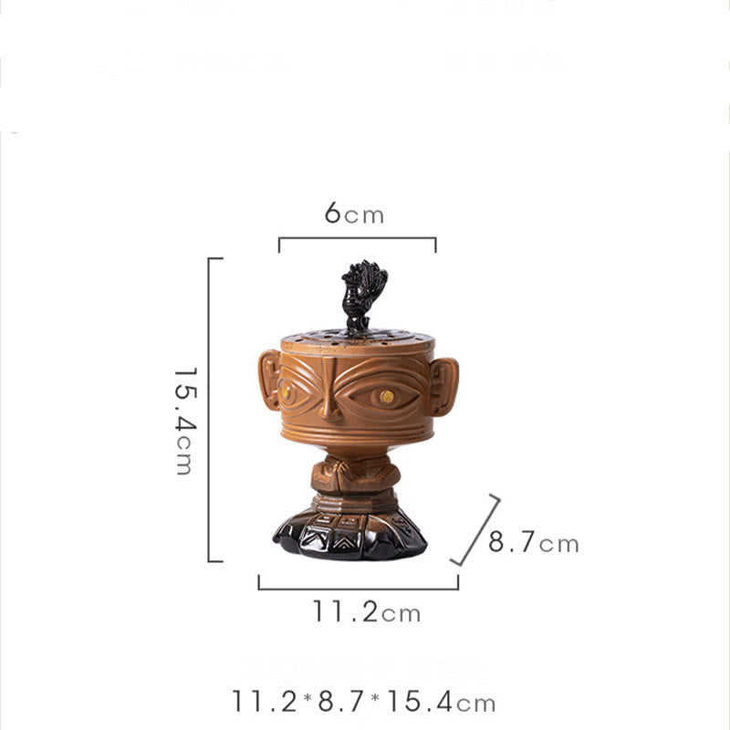 Nimara Ritual Sanxingdui Healing Ceramic Incense Burner Desk Decoration