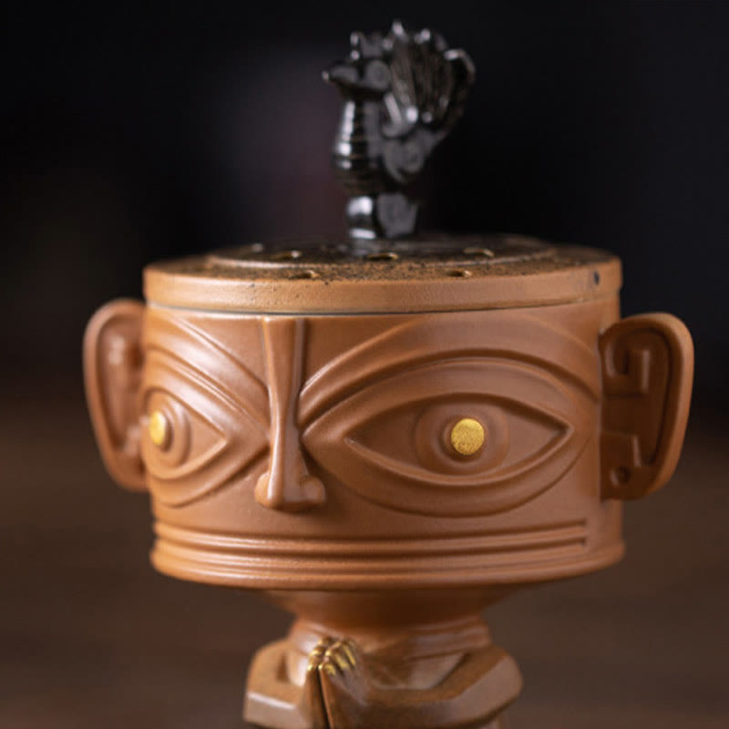 Nimara Ritual Sanxingdui Healing Ceramic Incense Burner Desk Decoration