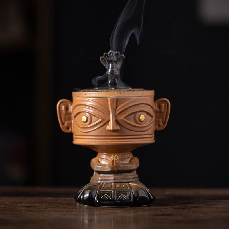 Nimara Ritual Sanxingdui Healing Ceramic Incense Burner Desk Decoration