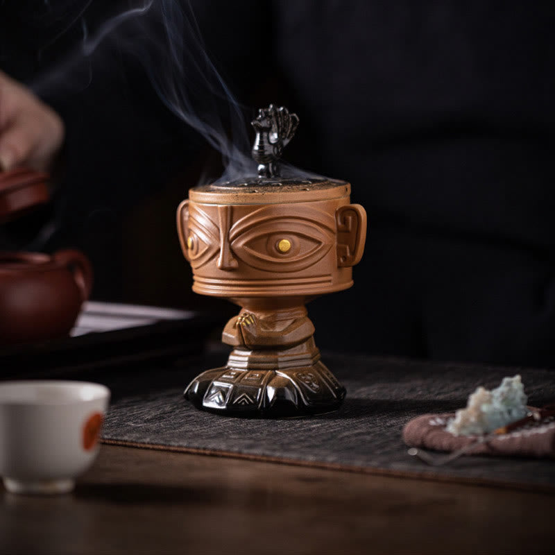 Nimara Ritual Sanxingdui Healing Ceramic Incense Burner Desk Decoration