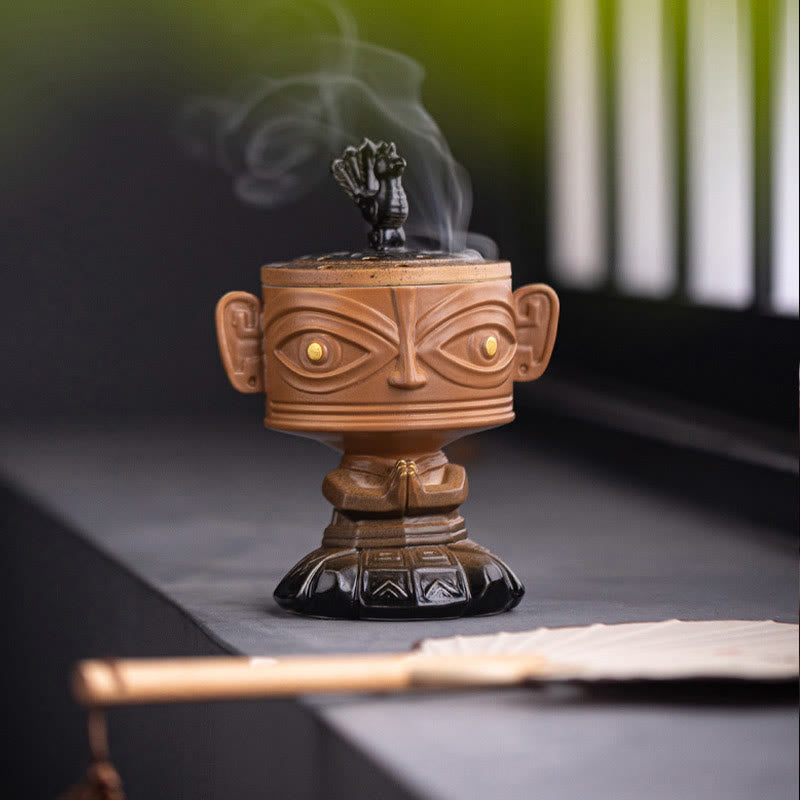 Nimara Ritual Sanxingdui Healing Ceramic Incense Burner Desk Decoration
