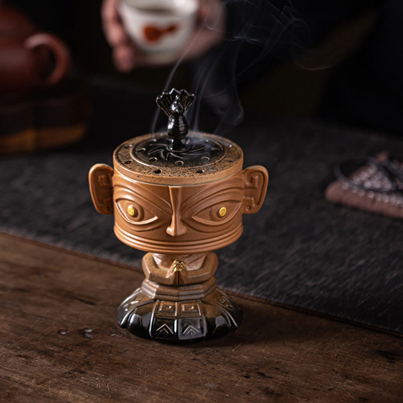 Nimara Ritual Sanxingdui Healing Ceramic Incense Burner Desk Decoration