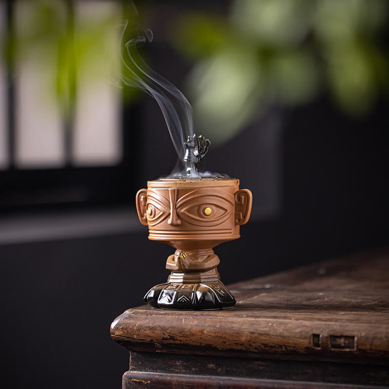 Nimara Ritual Sanxingdui Healing Ceramic Incense Burner Desk Decoration
