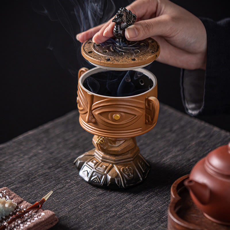 Nimara Ritual Sanxingdui Healing Ceramic Incense Burner Desk Decoration
