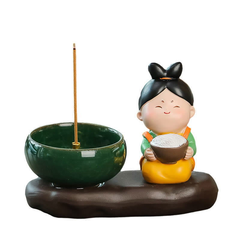 Nimara Ritual Tang Dynasty Lady Food Healing Ceramic Incense Burner Desk Decoration