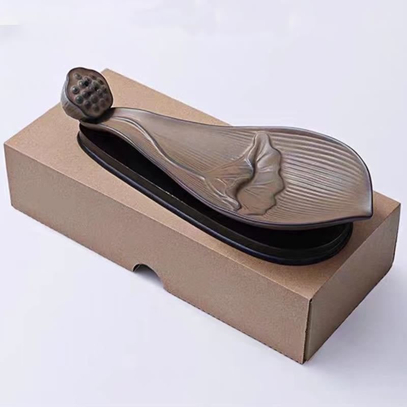 Nimara Ritual Lotus Pod Zen Healing Brown Ceramic Stick Incense Burner Decoration