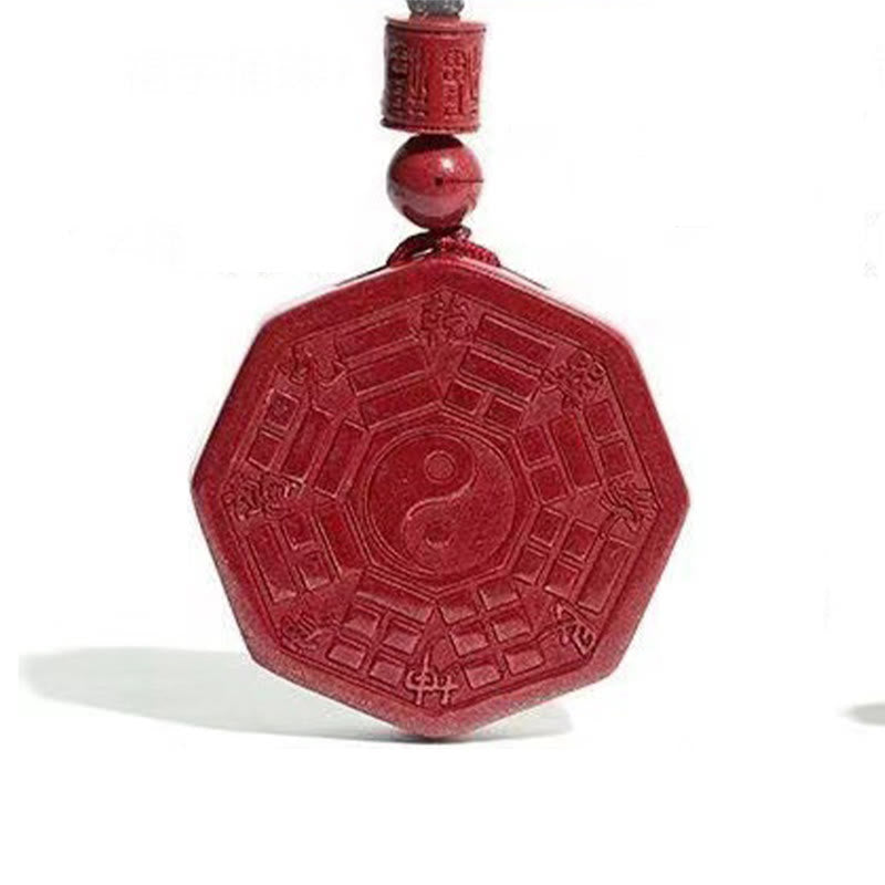 Nimara Ritual Natural Cinnabar Bagua Taishang Laojun Fu Character Calm Necklace Pendant