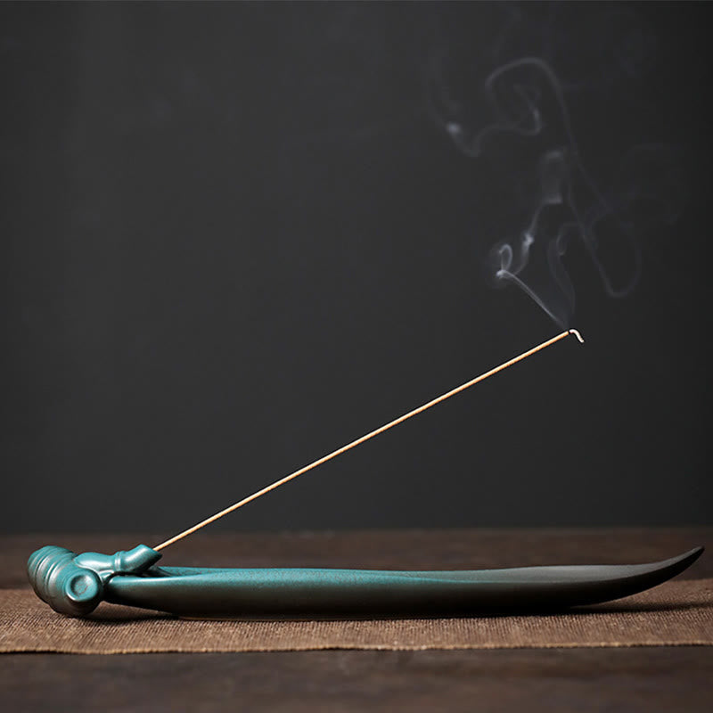 Nimara Ritual Three Stones Waves Butterfly Bamboo Healing Ceramic Stick Incense Burner Decoration