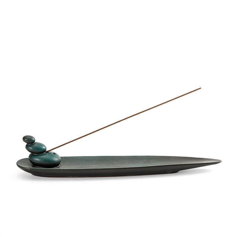 Nimara Ritual Three Stones Waves Butterfly Bamboo Healing Ceramic Stick Incense Burner Decoration
