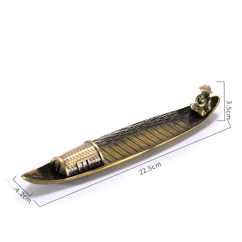 Nimara Ritual Fisherman Boat Alloy Incense Stick Holder Healing Incense Burner Decoration
