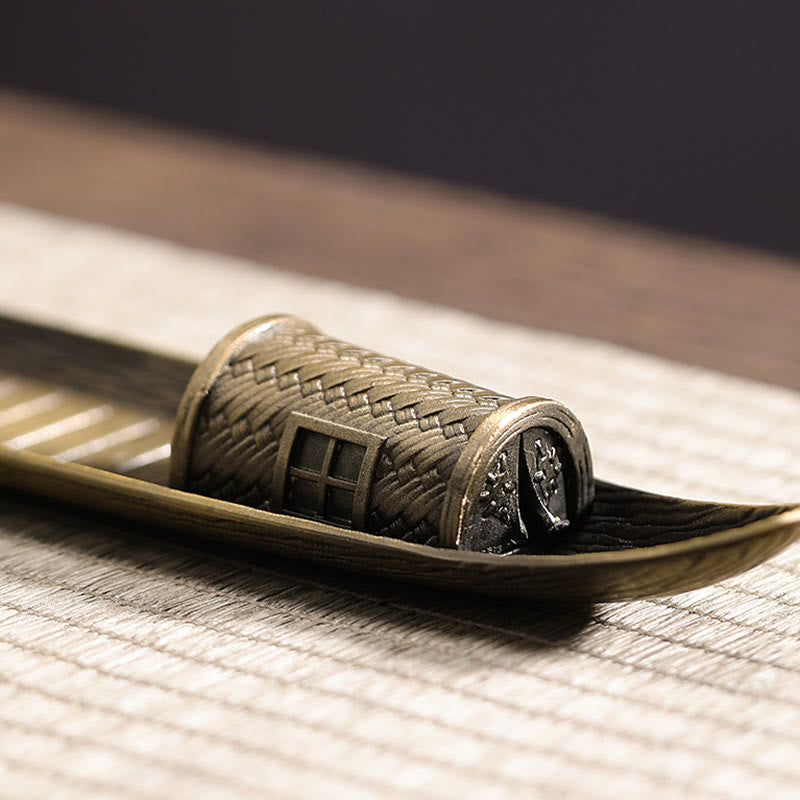 Nimara Ritual Fisherman Boat Alloy Incense Stick Holder Healing Incense Burner Decoration